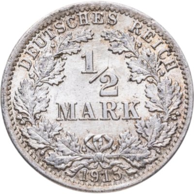 купить Германия 1/2 марки (mark) 1915 знак монетного двора: "А" - Берлин