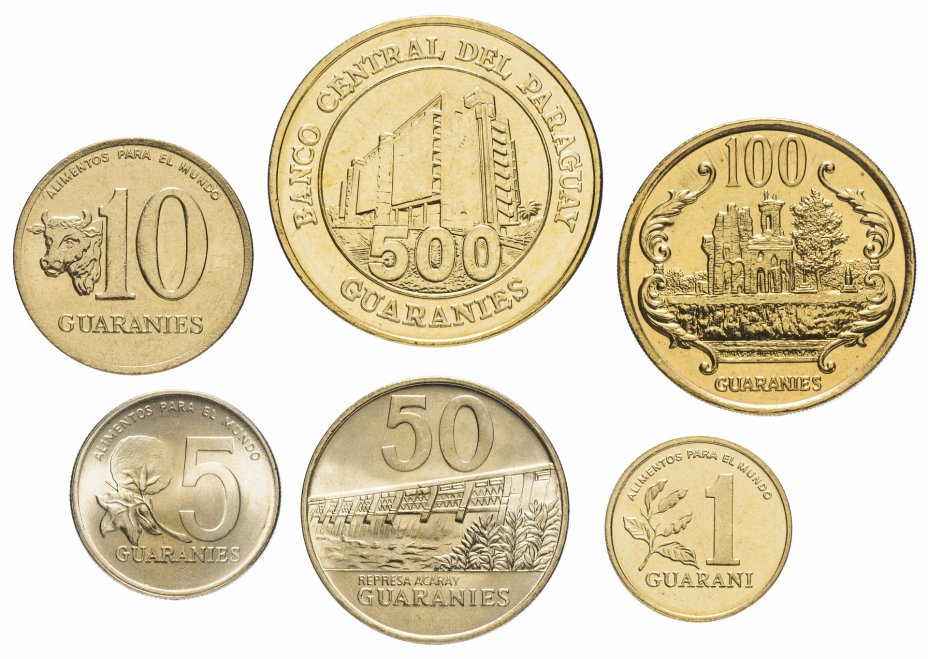 купить Парагвай набор монет 1990-2002 (6 шт)