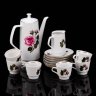 Купить Сервиз кофейный с декором в виде роз на 6 персон (14 предметов), фарфор, деколь, золочение, Colditz (Кольдиц), ГДР, 1960-1990 гг.