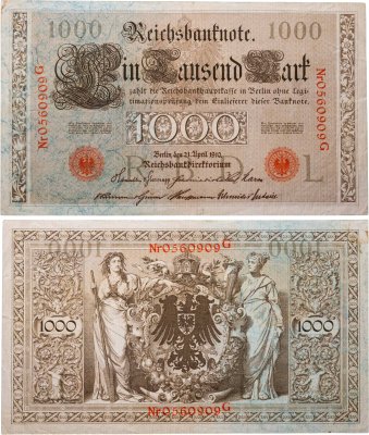 купить Германия 1000 марок 1910 красная печать