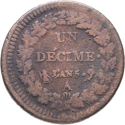 купить Франция 1 десим 1796-1797, 5 год республиканского календаря