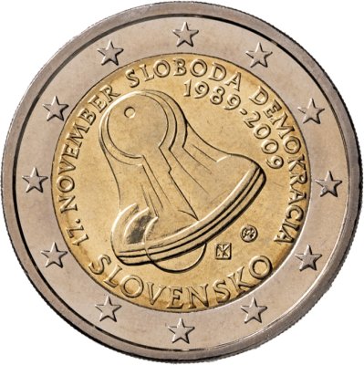 купить Словакия 2 евро 2009 "20-летие Бархатной Революции"