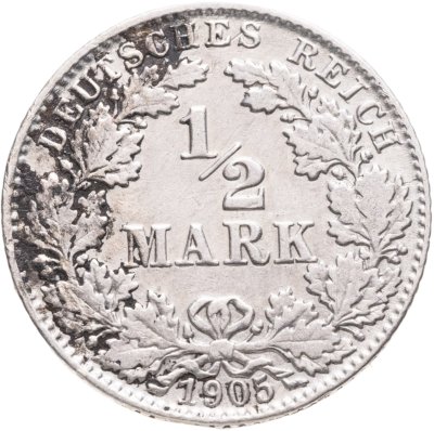 купить Германия 1/2 марки (mark) 1905 Знак монетного двора: "D" - Мюнхен