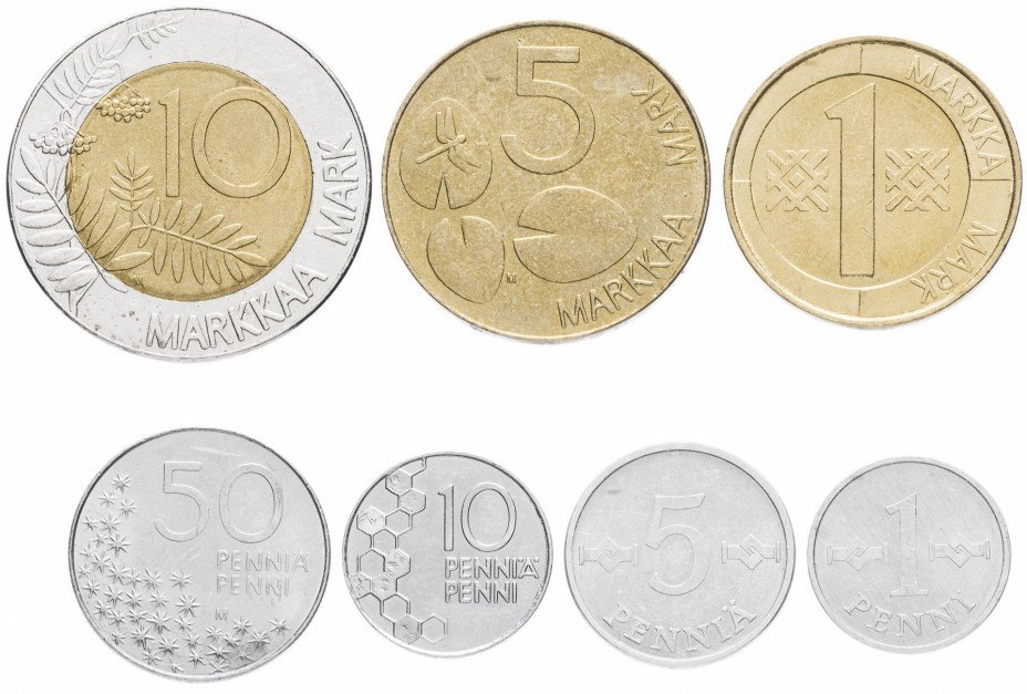 купить Финляндия, набор монет 1969-2001 (7 штук)