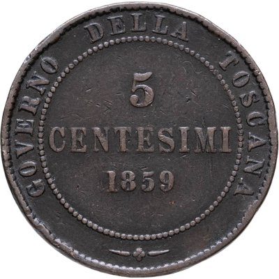 купить Италия, Тоскана 5 чентезимо 1859