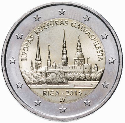Купить Латвия 2 евро 2014 "Рига - культурная столица Европы"
