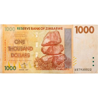 купить Зимбабве 1000 долларов 2007