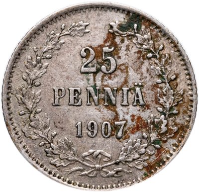 купить 25 пенни 1907 L, монета для Финляндии
