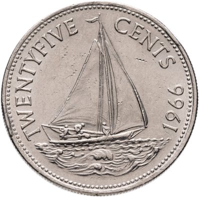 купить Багамы 25 центов (cents) 1966