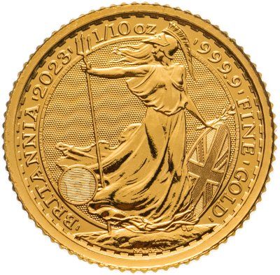 купить Великобритания 10 фунтов (pounds) 2023 "Стоящая Британия", с новым портретом короля Карла III