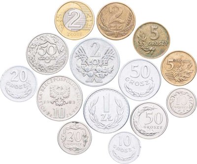 купить Польша набор из 14 монет 5, 10, 20, 50 грошей, 1, 2, 10 злотых 1923-2018
