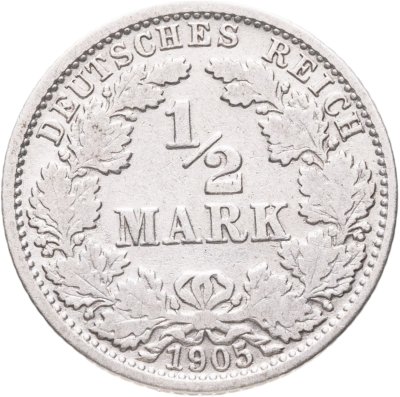 купить Германия 1/2 марки (mark) 1905 A знак монетного двора: "A" - Берлин