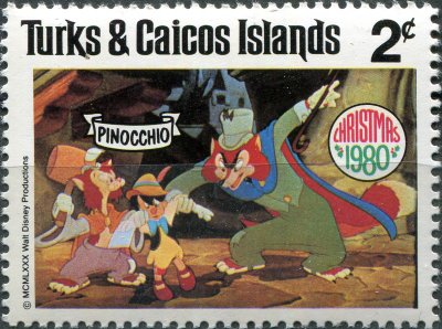 купить Теркс и Кайкос Почтовая марка 1980 "Пиноккио с честным Джоном"