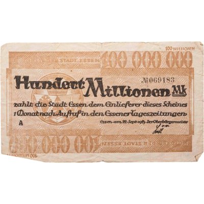купить Германия, Нотгельд, Эссен 100000000 марок 1923