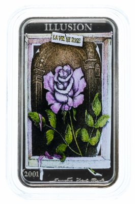 купить Демократическая Республика Конго 10 франков 2001 "Оптические иллюзии: роза" в футляре с сертификатом