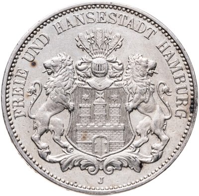 купить Германская империя, Гамбург 3 марки (mark) 1913 J