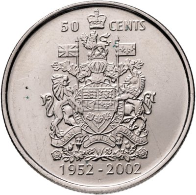 купить Канада 50 центов (cents) 2002 50 лет правления Королевы Елизаветы II