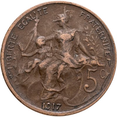 купить Франция 5 сантимов (centimes) 1917