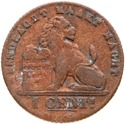 купить Бельгия 1 сантим (centime) 1912 Надпись на голландском - 'ALBERT KONING DER BELGEN'
