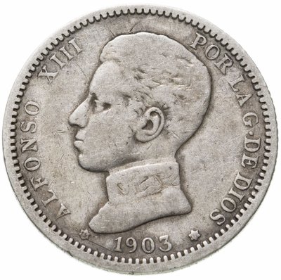 купить Испания 1 песета (peseta) 1903-1904, случайный год