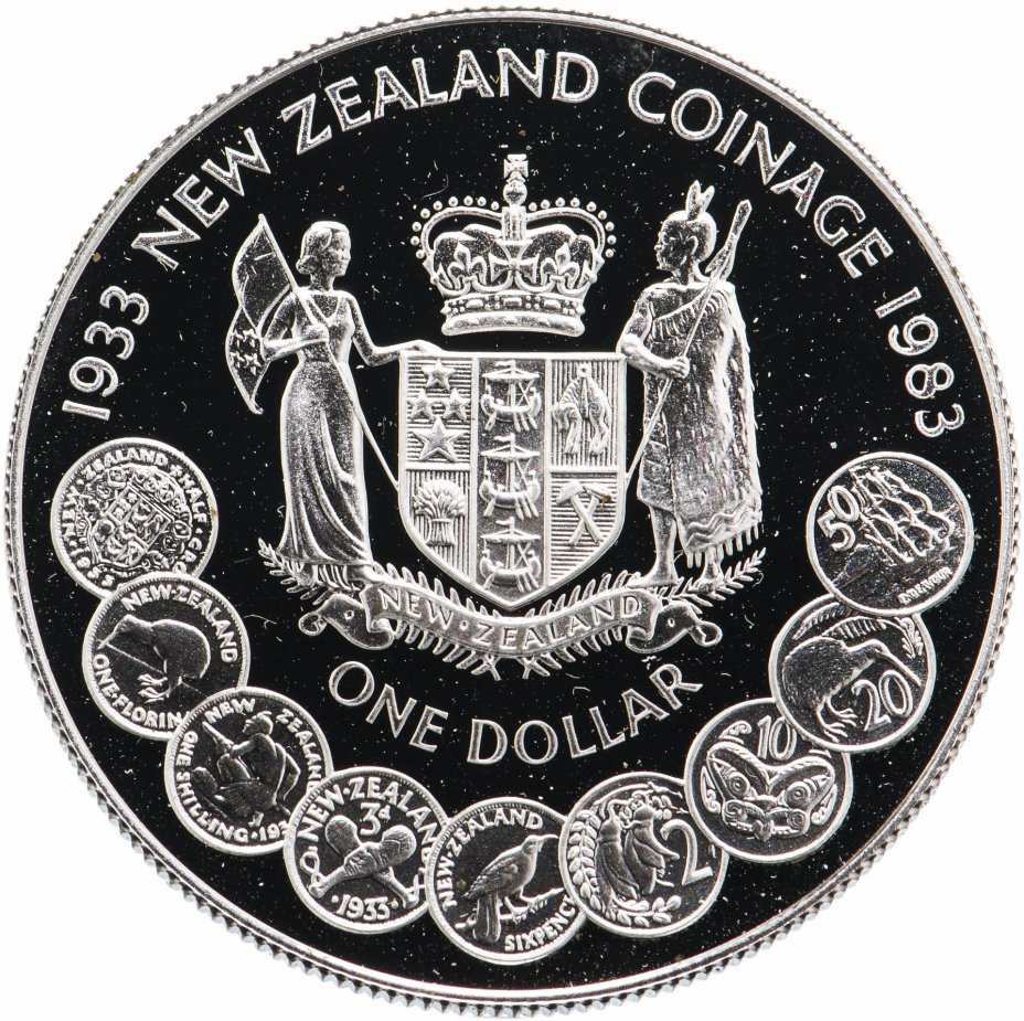 купить Новая Зеландия 1 доллар 1983 "50 лет чеканке монет Новой Зеландии"