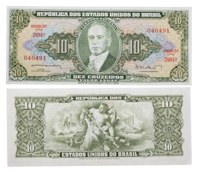 купить Бразилия 10 крузейро 1962 года (Pick 177a)