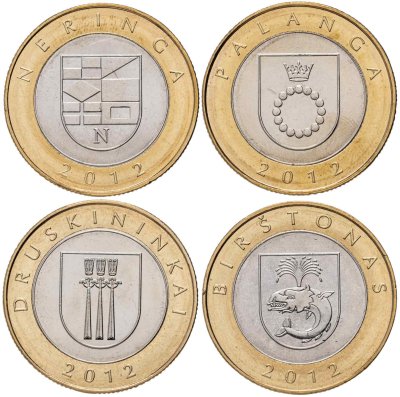 купить Литва. Набор №3 (4 монеты. 4 биметалла) 2 лита 2012