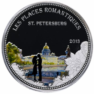 купить Республика Бенин 1000 франков 2013 "Романтические места мира - Санкт-Петербург"