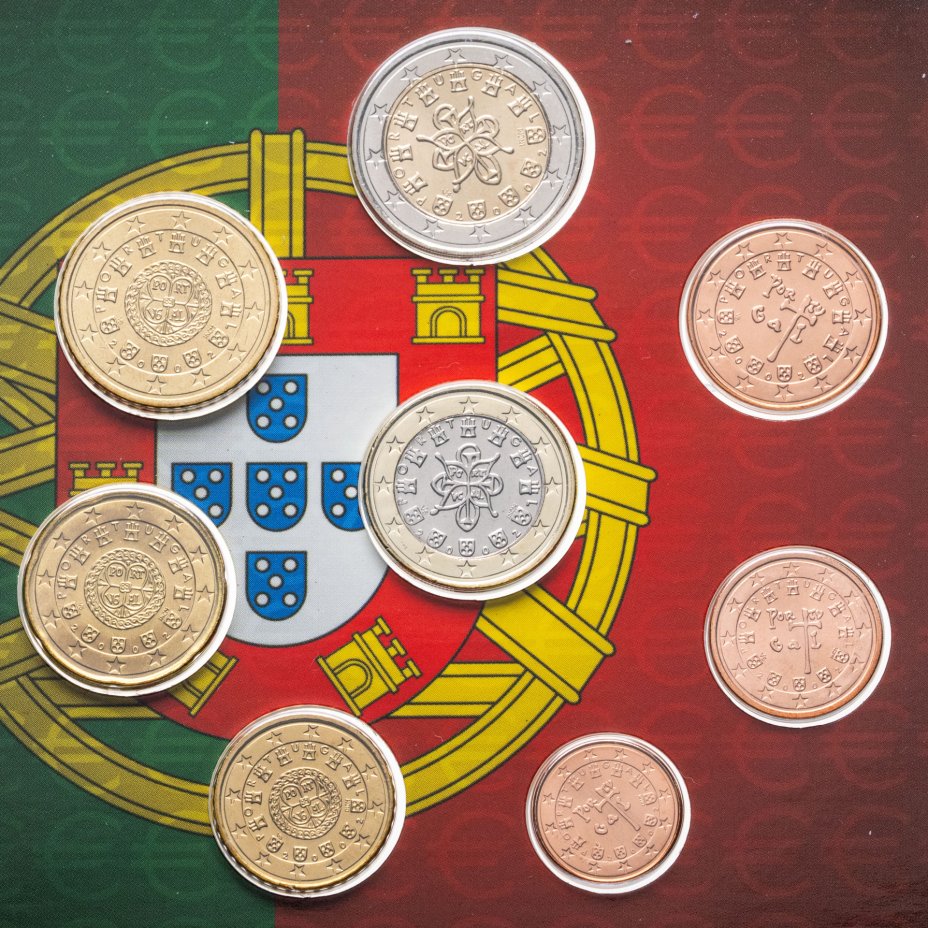 Купить Португалия 2002 годовой набор из 8-ми монет евро  в буклете