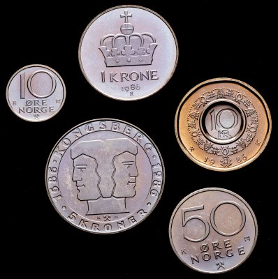 купить Норвегия, набор из 5-ти монет 1986 года