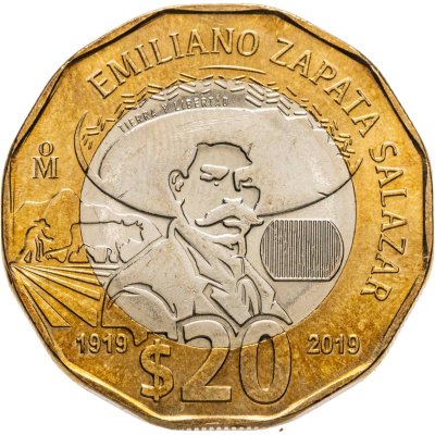 купить Мексика 20 песо (pesos) 2019 100 лет со дня смерти Эмилиано Сапаты Саласара