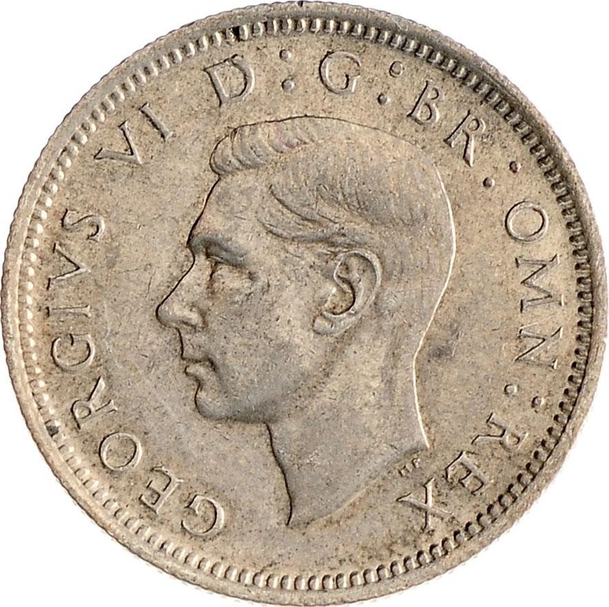 купить 6 пенсов 1946 (серебро 500 пробы)