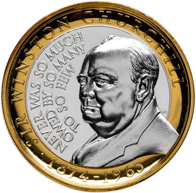 купить Гибралтар 2 фунта (pounds) 2015 "50-я годовщина со дня смерти Уинстона Черчилля /Никогда так многие не были в долгу"