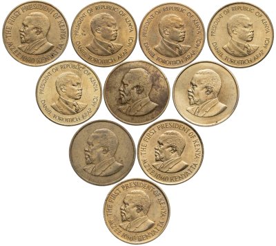 купить Кения набор монет 5 центов 1966-1991 (10 штук)