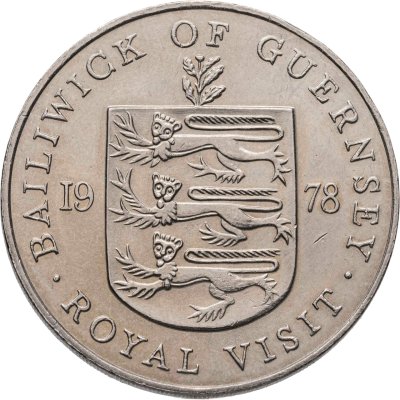 купить Остров Гернси 25 пенсов (pence) 1978 "Королевский визит"