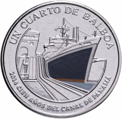 Купить Панама 1/4 бальбоа 2016 "100 лет строительству Панамского канала - корабль /синий"