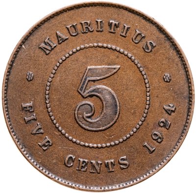 купить Маврикий 5 центов (cents) 1924