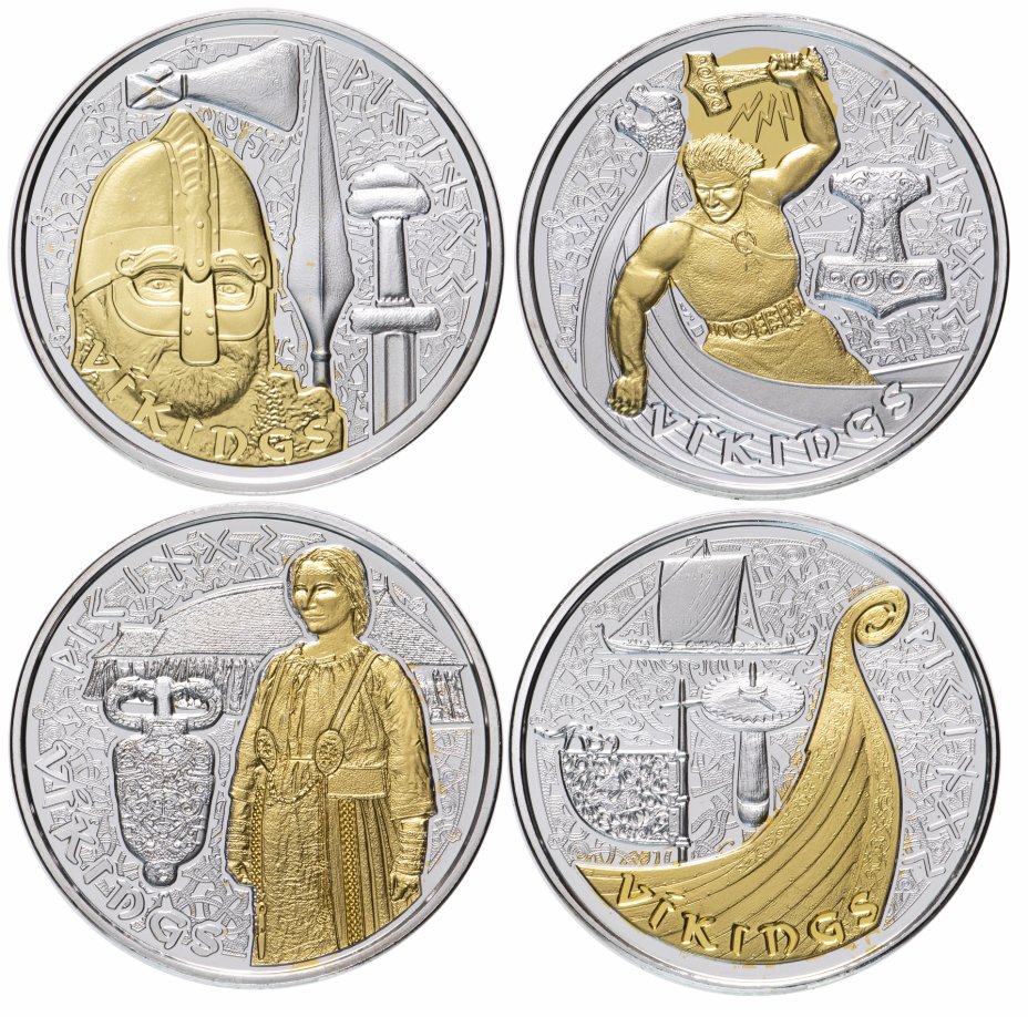 купить Андорра 2008 набор из 4-х монет "Викинги" в футляре