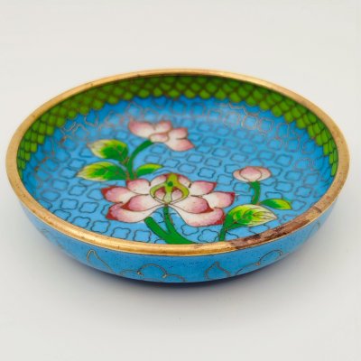 купить Розетка с цветочным декором на облачном фоне, латунь, перегородчатая эмаль (клуазоне), Китай, 1950-1980 гг.