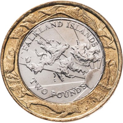 купить Фолклендские острова 2 фунта 2004 "30 лет монетам Фолклендов"