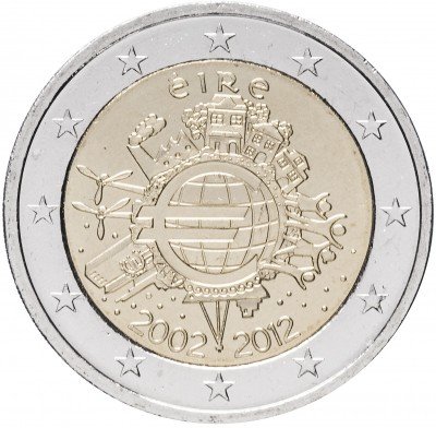 Купить Ирландия 2 евро 2012 "10 лет евро"