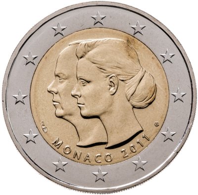 купить Монако 2 euro 2011 "Свадьба принца Альбера II и Шарлин Уиттсток" в футляре с сертификатом