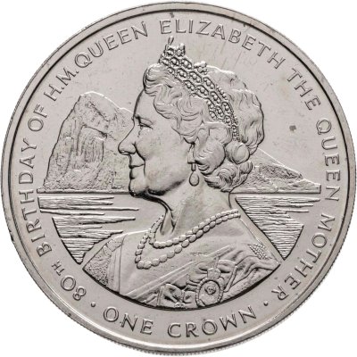 купить Гибралтар 1 крона (crown) 1980 "80 лет со дня рождения Королевы Матери"