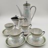Купить Сервиз кофейный на 4 персоны (11 предметов), украшенный линейным декором, фарфор, крытье, люстр, Freiberger Porzellan, ГДР, 1960-1990 гг.