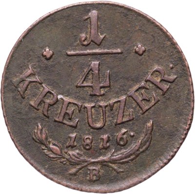 купить Австрия 1/4 крейцера 1816, знак монетного двора "B" - Кремница