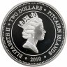 Купить Острова Питкэрн 2 доллара 2010 "Глубоководные рыбы - Чёрный удильщик" с сертификатом