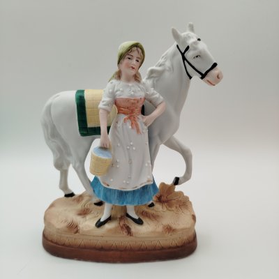 купить Статуэтка "Крестьянка с конем", бисквит, роспись, Германия, 1950-1980 гг.