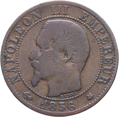 купить Франция 5 сантимов (centimes) 1856 BB знак монетного двора: "BB" - Страсбург