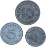 Купить Германия, Третий рейх набор из 3 монет 1, 5 и 10 рейхспфеннигов 1940-1944, случайная дата и монетный двор