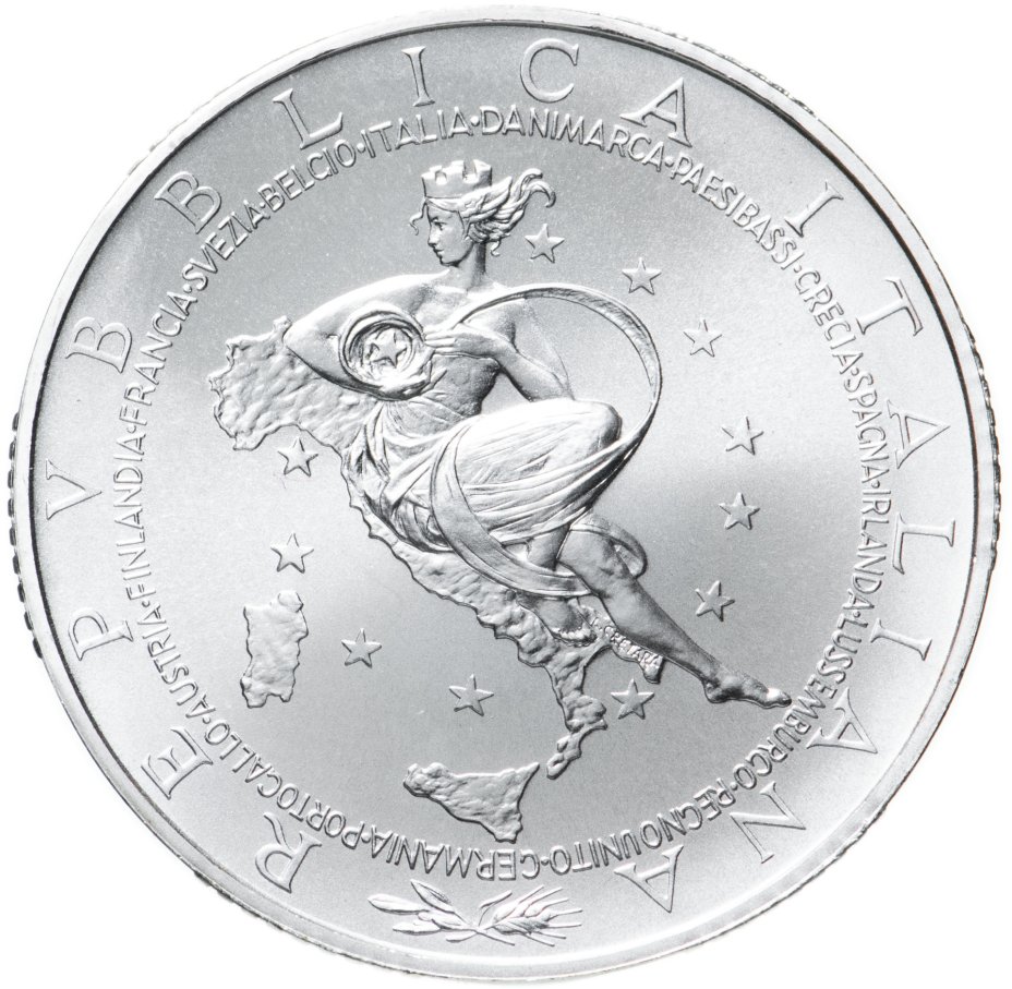 Монета Италия 10 евро (euro) 2003 Председательство Италии в Совете ЕС ...